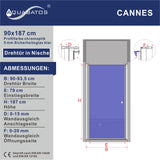 Duschtür Nische rahmenlos Pendeltür Dusche Drehtür Schwingtür Breite 70 75 80 90 100 cm Höhe 187 cm Wandausgleich 15 mm & 20 mm