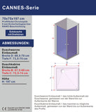Duschkabine Eckeinstieg Eckdusche mit Duschtüren Drehtüren Pendeltüren Schwingtüren aus Sicherheitsglas (ESG) 6 mm Nanoglas Höhe 197 cm