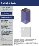 AQUABATOS CANNES-Serie Duschkabine Eckeinstieg mit Drehtür und Seitenwand 6mm Echtglas mit Nano Beschichtung Höhe 197cm