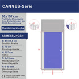 AQUABATOS CANNES-Serie Drehtür in Nische 6mm Echtglas mit Nano Beschichtung Höhe 195cm