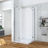Duschkabine Eckeinstieg 100x90 cm Eckdusche Drehtür Scharnier Dusche aus Sicherheitsglas 6mm mit Lotuseffekt Beschichtung höhe 195cm