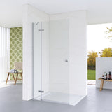 Walkin Dusche begehbar Glasduschwand Duschglaswand Walk in Duschwand Glas mit Drehtür Scharniertür an Festteil Höhe 185 cm