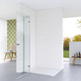 Walkin Dusche begehbar Glasduschwand Duschglaswand Walk in Duschwand Glas mit Drehtür Scharniertür an Festteil Höhe 185 cm