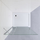 Walkin Dusche begehbar Glasduschwand Duschglaswand Walk in Duschwand Glas mit Drehtür Scharniertür an Festteil Höhe 185 cm