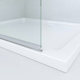Walkin Dusche begehbar Glasduschwand Duschglaswand Walk in Duschwand Glas mit Drehtür Scharniertür an Festteil Höhe 185 cm
