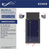 Duschtüren für Nischen Duschtür Glas Nischentür Dusche mit Drehtür Falttür Scharniertür an Festteil Höhe 185 cm Wandausgleich 20 mm & 5 mm
