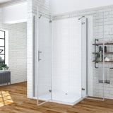 Duschkabine Eckeinstieg 120x100 cm Eckdusche Drehtür Scharnier Dusche aus Sicherheitsglas 6mm mit Lotuseffekt Beschichtung höhe 195cm
