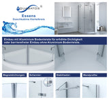 AQUABATOS ESSENS-Serie Duschkabine Viertelkreis mit Drehtüren und Festteilen Echtglas 6mm mit Nano Beschichtung Höhe 195cm