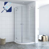 AQUABATOS ESSENS-Serie Duschkabine Viertelkreis mit Drehtüren und Festteilen Echtglas 6mm mit Nano Beschichtung Höhe 195cm