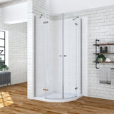 Duschkabine Runddusche 90x90 cm Drehtür Scharnier Dusche viertelkreis aus Sicherheitsglas 6mm mit Lotuseffekt Beschichtung höhe 195cm