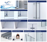 115 cm Begehbare Dusche Glas Duschfaltwand mit Festteil und Duschregale aus Klarglas 6mm mit Lotuseffekt-Beschichtung
