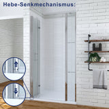 Duschabtrennung Falttür Duschtür Glas Dusche faltbar mit Festteil und Duschregale main 3