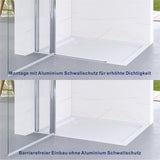 Walk-in Duschglas Duschabtrennung Duschwand Glas Ebenerdige Dusche Duschtür mit Festteil und Eckregalen Drehtür Schwingtür Sicherheitsglas 5 mm Höhe 187 cm