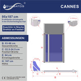 Duschtür mit Festteil Breite 90 95 100 110 120 cm Höhe 187 cm Drehtür Pendeltür Schwingtür an Festteil Wandausgleich 20 mm & 10 mm