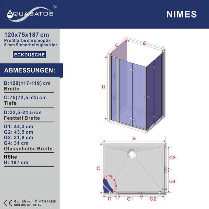 Duschkabine Eckeinstieg Eckdusche Doppeltüren Falttüren Drehfalttüeren und Festteil Duschtür mit Nebenteil Eckregale