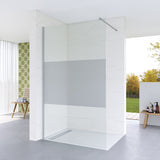 Duschabtrennung Duschwand Glas Walk in Dusche Duschtrennwand Duschglaswand ESG 8 mm Teilsatiniert mit 90° Stabilisator