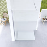 Duschabtrennung Duschwand Glas Walk in Dusche Duschtrennwand Duschglaswand ESG 8 mm Teilsatiniert mit 90° Stabilisator