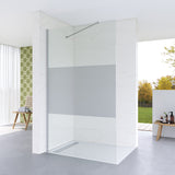 Duschabtrennung Duschwand Glas Walk in Dusche Duschtrennwand Duschglaswand ESG 8 mm Teilsatiniert mit verstellbarer Winkel Stabilisationsbügel