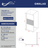 Duschabtrennung Duschwand Glas Walk in Dusche schwarz matt Duschtrennwand Duschglaswand ESG 8 mm Teilsatiniert mit 90° Stabilisator