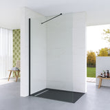 Walk in Duche Schwarz Duschglaswand Glasduschwand Klarglas 8 mm inkl. verstellbarer Winkel Stabilisationsbügel