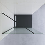 Walk in Duche Schwarz Duschglaswand Glasduschwand Klarglas 8 mm inkl. verstellbarer Winkel Stabilisationsbügel