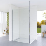 Walk in Dusche barrierefreie Duschwand Glas ebenerdige Glaswand für Duschwanne Klarglas 8 mm mit Deckenstütze