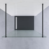 Walk in Duschwand Glas freistehend begehbare Dusche ebenerdige Klarglas 8 mm mit 90° Stabilisationsbügel schwarz matt