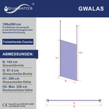 Walk in Duschwand Glas freistehend begehbare Dusche ebenerdige Klarglas 8 mm mit Deckenstütze Chromoptik