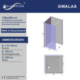 Duschglaswand Duschtrennwand Glasduschwand Duche Duschabtrennung aus Klarglas 8mm mit Lotuseffekt-Beschichtung