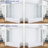 100 x 140 cm Badewannenfaltwand Glaswand für Badewanne Duschwand faltbar aus Sicherheitsglas 5mm mit Lotuseffekt Beschichtung
