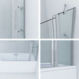 130 x 140 cm Badewannenaufsatz Faltwand Glas Badewanne Trennwand Glas mit Festteil Duschregale aus Sicherheitsglas 5mm mit Lotuseffekt Beschichtung