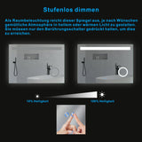 LED Badspiegel mit integriertem Kosmetikspiegel 100x70 DALES Typ B | Touch Sensor Dimmbar Antibeschlag Kaltweiß 6400K