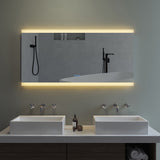 Großer Badspiegel Beleuchtet LED Spiegel für Bad 140x70cm NIMES Typ C | Touch Sensor Dimmbar Spiegelheizung Kaltweiß 6400K Warmweiß 3000K