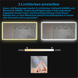 Großer Badspiegel mit LED Beleuchtung 140x70cm ECHOS Typ C | Touch Sensor Dimmbar Spiegelheizung Kaltweiß 6400K Warmweiß 3000K