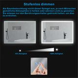 Badspiegel mit LED Beleuchtung Licht Spiegel 100x70cm ECHOS Typ B | Touch Sensor Dimmbar Spiegelheizung Kaltweiß 6400K