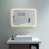 Badezimmerspiegel mit LED Beleuchtung 100x70cm ECHOS Typ C | Touch Sensor Dimmbar Spiegelheizung Kaltweiß 6400K Warmweiß 3000K