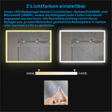Badezimmerspiegel mit LED Beleuchtung 100x70cm ECHOS Typ C | Touch Sensor Dimmbar Spiegelheizung Kaltweiß 6400K Warmweiß 3000K