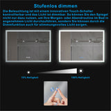 Badezimmerspiegel mit LED Beleuchtung 100x70cm ECHOS Typ C | Touch Sensor Dimmbar Spiegelheizung Kaltweiß 6400K Warmweiß 3000K