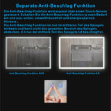 Badezimmerspiegel mit LED Beleuchtung 100x70cm ECHOS Typ C | Touch Sensor Dimmbar Spiegelheizung Kaltweiß 6400K Warmweiß 3000K