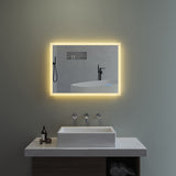 Beleuchteter Badspiegel LED Wandspiegel 80x60cm ECHOS Typ C | Touch Sensor Dimmbar Spiegelheizung Kaltweiß 6400K Warmweiß 3000K