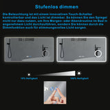 Badspiegel mit LED Beleuchtung Licht und Uhr 120x60cm BORAS Typ D | Kosmetikspiegel Digital Uhr Touch Sensor Dimmbar Spiegelheizung Kaltweiß 6400K