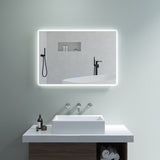 Badezimmerspiegel Wandspiegel mit LED Licht 100x70cm BORAS Typ C | Touch Sensor Dimmbar Antibeschlag Kaltweiß 6400K Warmweiß 3000K