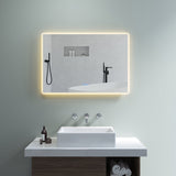 Badezimmerspiegel Wandspiegel mit LED Licht 100x70cm BORAS Typ C | Touch Sensor Dimmbar Antibeschlag Kaltweiß 6400K Warmweiß 3000K