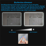 Badezimmerspiegel Wandspiegel mit LED Licht 100x70cm BORAS Typ C | Touch Sensor Dimmbar Antibeschlag Kaltweiß 6400K Warmweiß 3000K