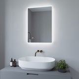 Badezimmerspiegel mit Beleuchtung Lichtspiegel Wandspiegel BORAS-Serie 70x50cm Typ A Dimmbar Touch Schalter Kaltweiß 6400K