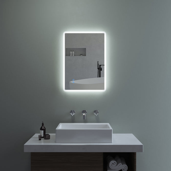 Badspiegel Beleuchtet LED Badezimmerspiegel 70x50cm BORAS Typ B | Touch Sensor Dimmbar Antibeschlag Kaltweiß 6400K