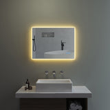 Badspiegel Beleuchtet LED Badezimmerspiegel 80x60cm BORAS Typ C | Touch Sensor Dimmbar Antibeschlag Kaltweiß 6400K Warmweiß 3000K