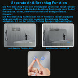 Badspiegel Beleuchtet LED Badezimmerspiegel 80x60cm BORAS Typ C | Touch Sensor Dimmbar Antibeschlag Kaltweiß 6400K Warmweiß 3000K
