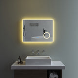 LED Badspiegel Beleuchtet mit Kosmetikspiegel 80x60cm BORAS Typ D | Touch Sensor Dimmbar Antibeschlag Kaltweiß 6400K Warmweiß 3000K