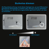 LED Badspiegel Beleuchtet mit Kosmetikspiegel 80x60cm BORAS Typ D | Touch Sensor Dimmbar Antibeschlag Kaltweiß 6400K Warmweiß 3000K